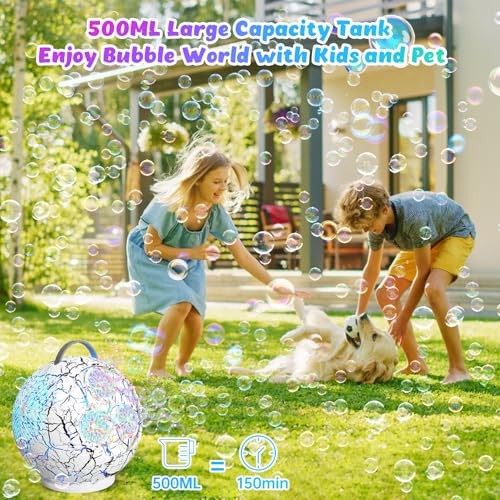 Bubble Machine for Kids Toddlers,45°/360° Automatic Rotation White Crack