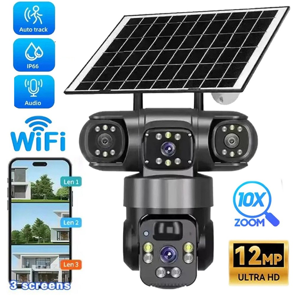 2PCS Solar Battery Powered Wireless WiFi Home Security Camera System Outdoor US