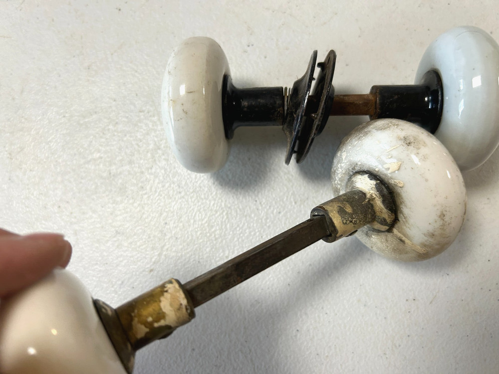 Vintage Porcelain White Door Knobs