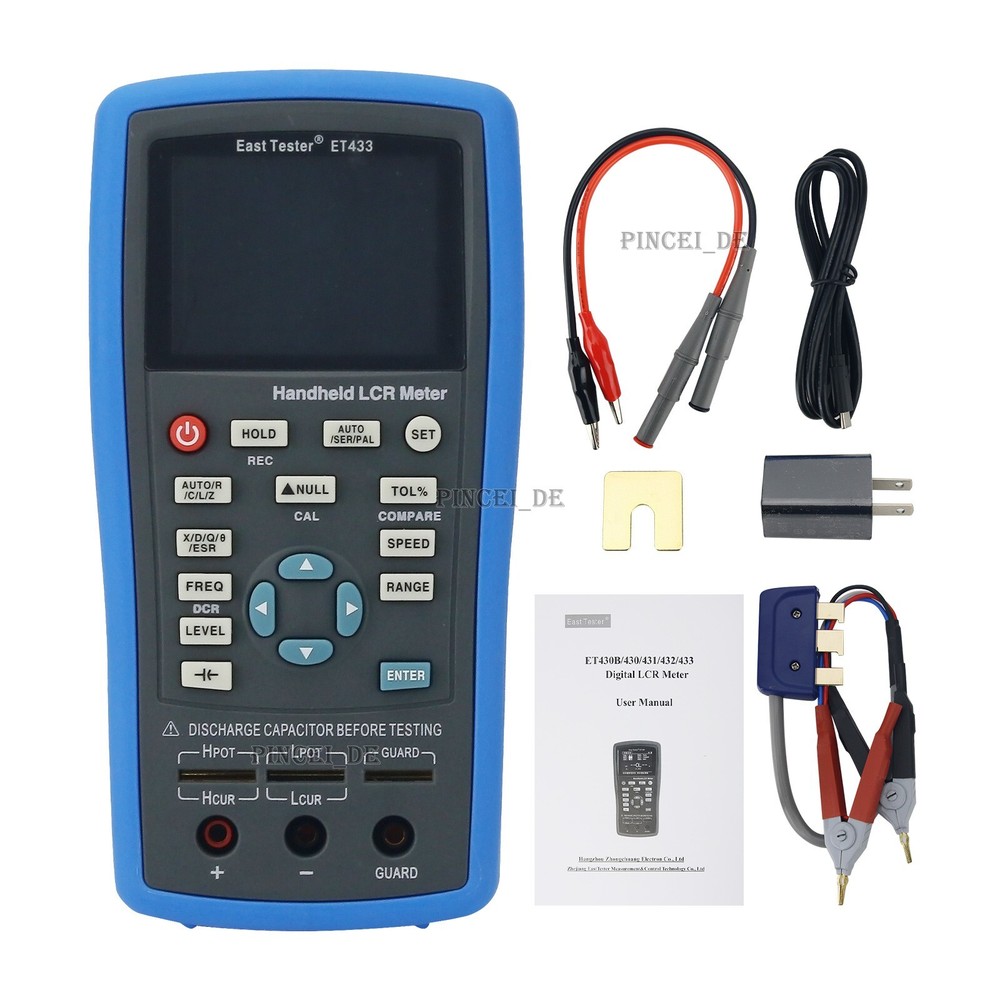 ET433 Handheld LCR Meter Tester Capacitance Inductance Meter 100KHz Adjustable