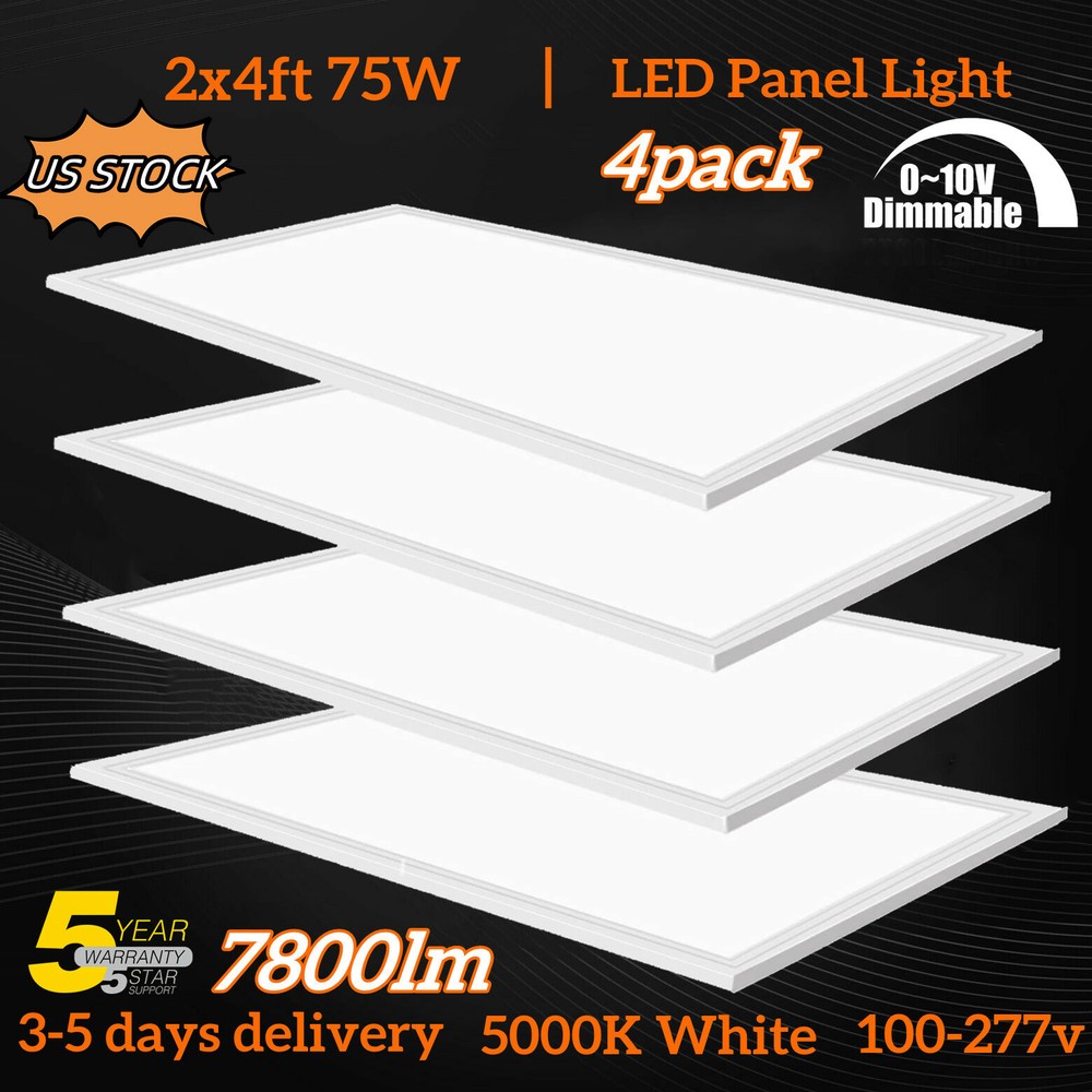 LED Panel Light 75W 2x4ft Office Drop Ceiling Light Dimmable 0-10v 5000k Bright