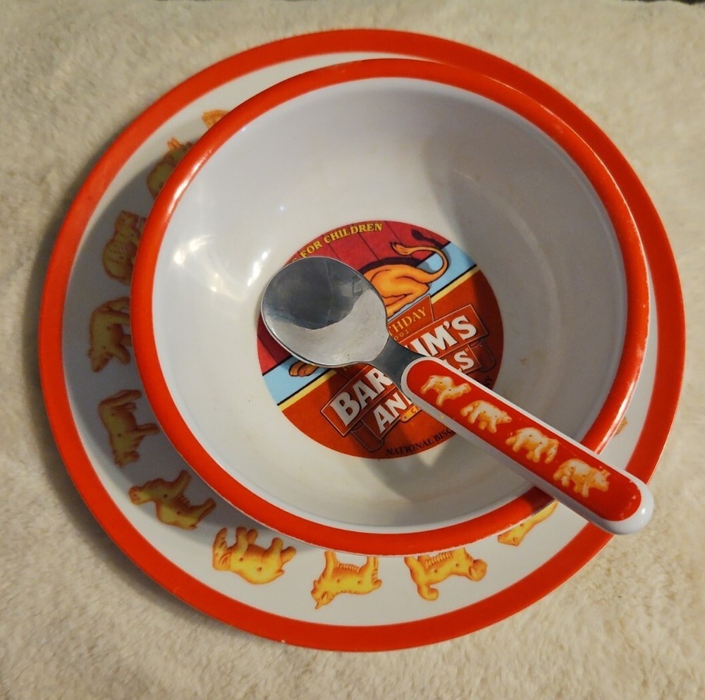 Nabisco Barnum's Animals Commemorative Plate Spoon Fork Bowl