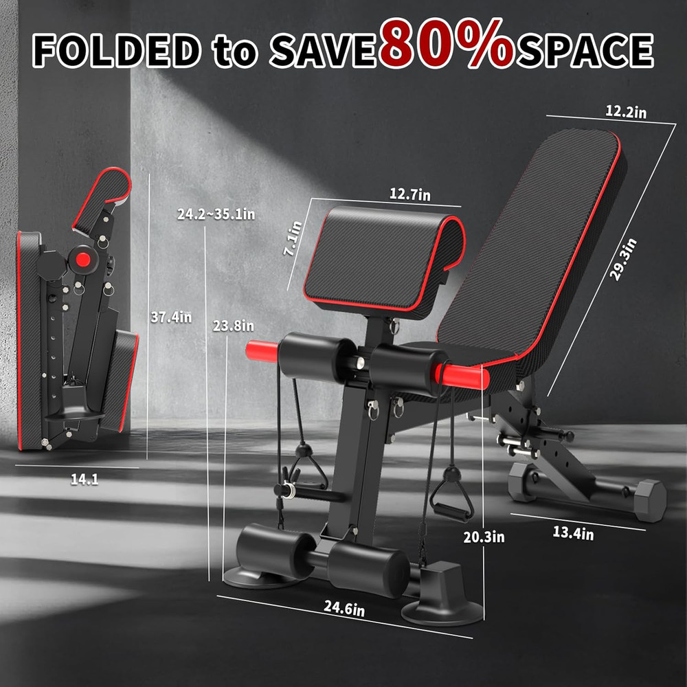 Adjustable Weight Bench - Utility Workout Benches for Exercise, Free Installatio