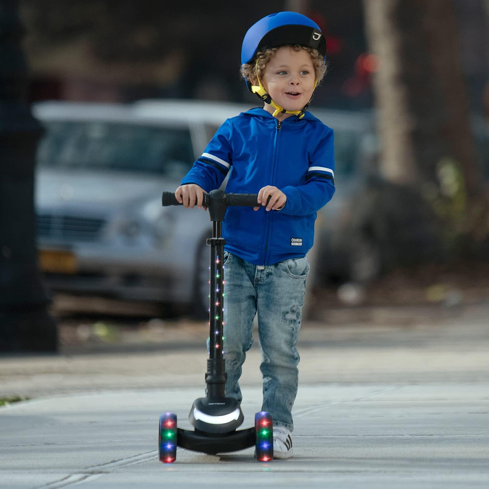 3-Wheel Light-Up Kick Scooter, Lights on Stem & Wheels, Height Adjustable Handle