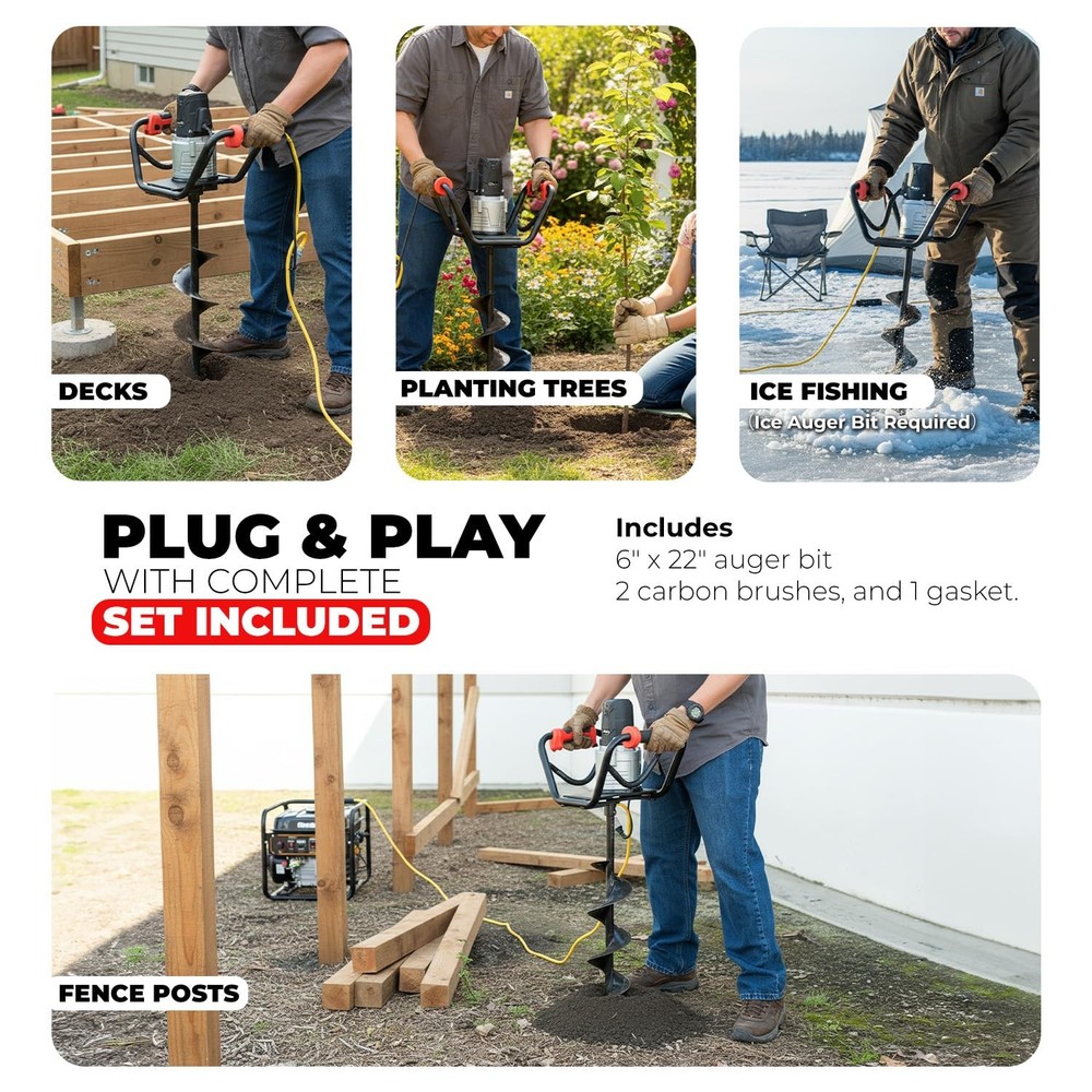 XtremepowerUS 1500w Electric Post Hole Digger Auger w/ 4" Bit (Reverse Function)
