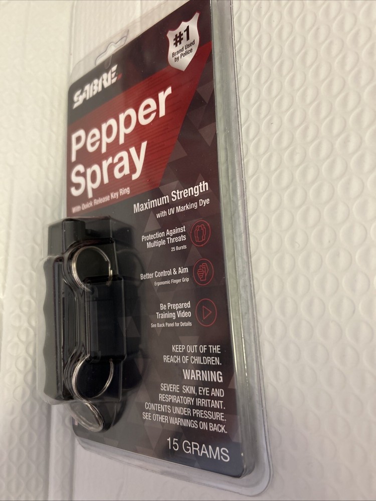 Sabre Red Pepper Spray with Quick Release Key Ring - Black