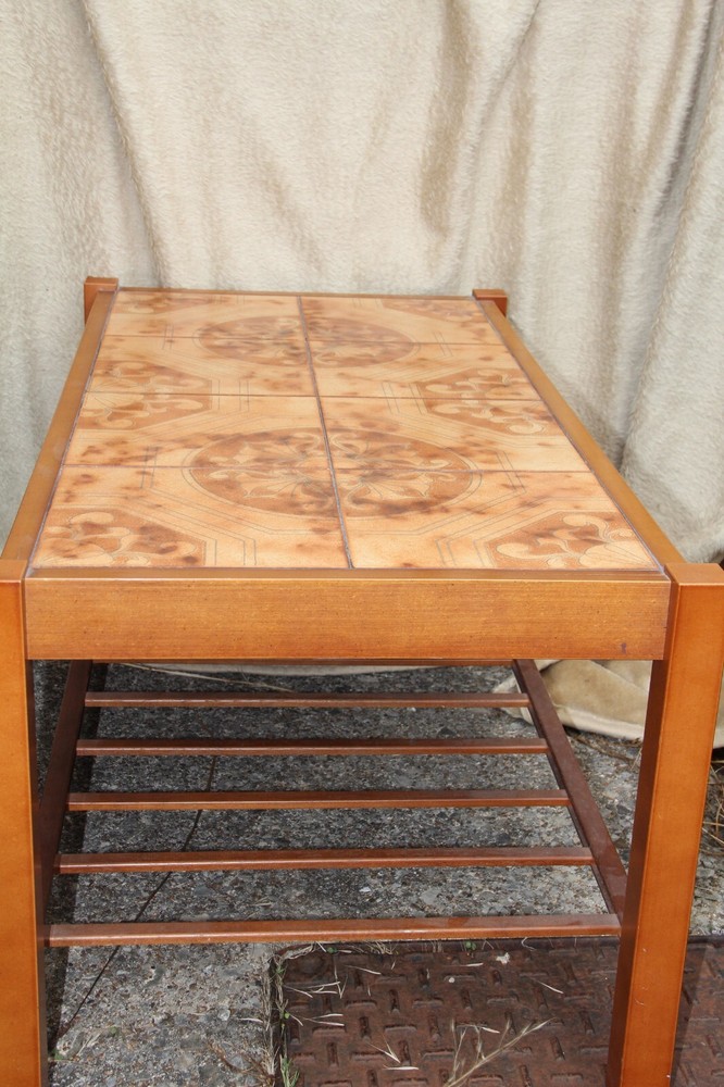 Vintage Mid Century Danish Solid Teak tiled Coffee Table.