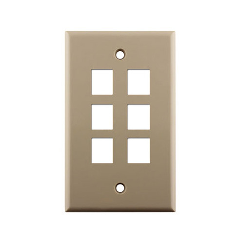 6 Port Keystone Wall Plate, Ivory
