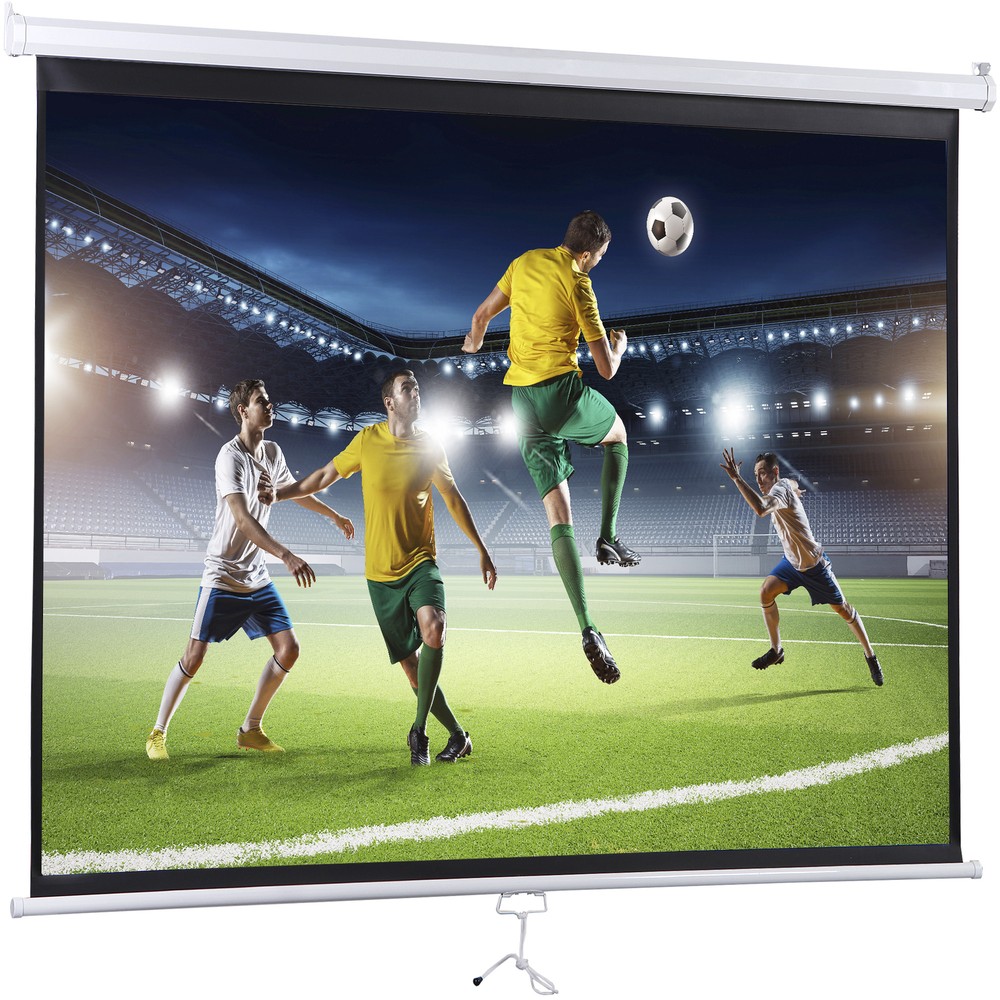 72" 4:3 HD Manual Pull Down Projector Screen Self-Locking for Home Theater White