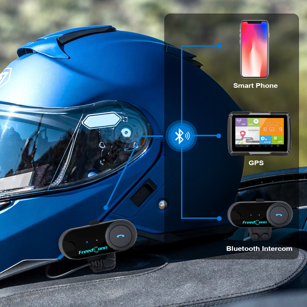 2X TCOM-VB Motorcycle Intercom 2Way Bluetooth Helmet Headset 800M Soft+Hard mic