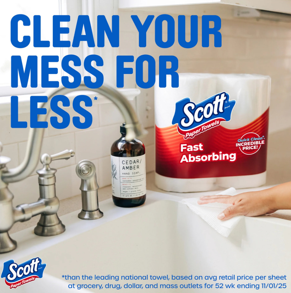 Scott Paper Towels, Choose-A-Sheet, 12 Double Rolls
