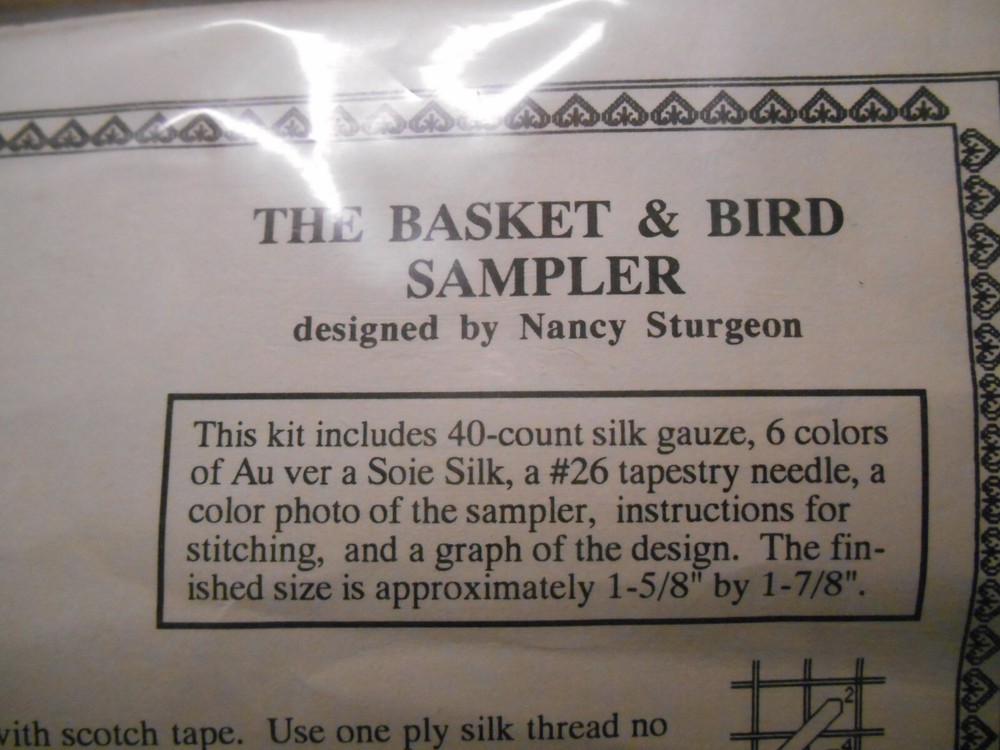 Threads Through Time THE BASKET & BIRD SAMPLER Kit 40 ct Silk Mesh & Soie Thread