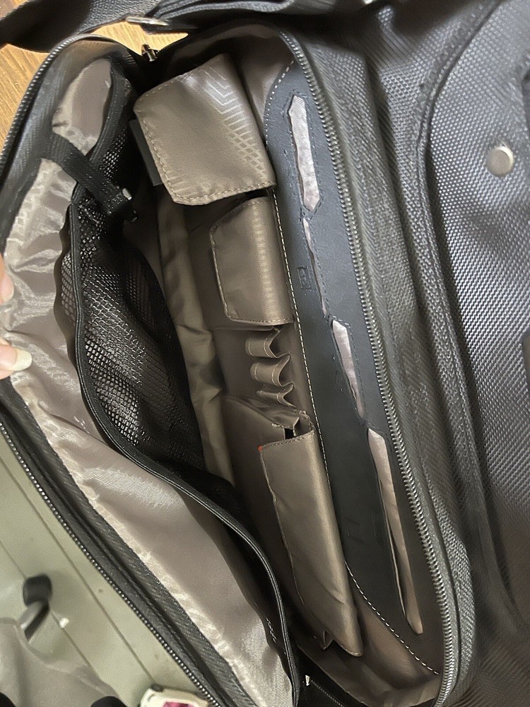 Tarus black canvas travel tote multi compartment briefcase