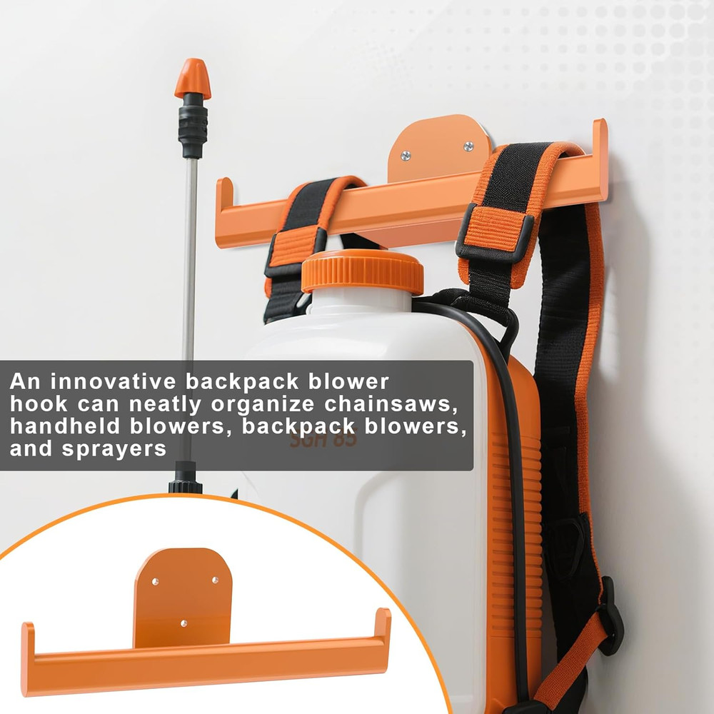 Backpack Leaf Blower and Sprayer Wall Mount, 2-Pack Garage Storage Solution