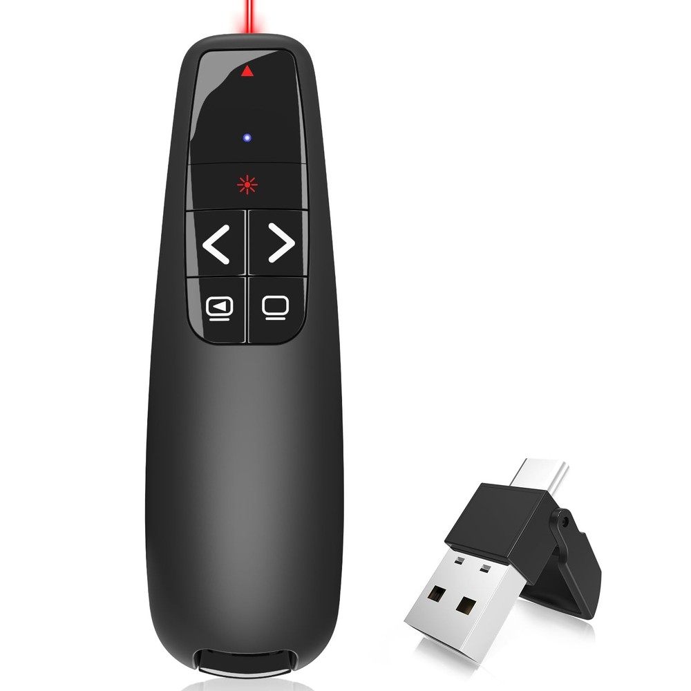 Wireless Presentation Clicker Remote - USB Type C Laser Pointer for PPT & Google