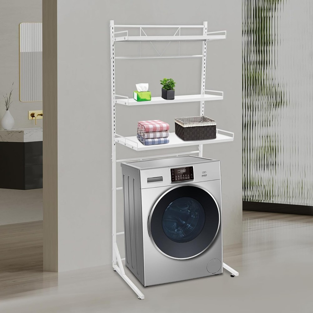 3-Tier Multi-Functional Washing Machine Shelf Adjustable Laundry Storage Shelf