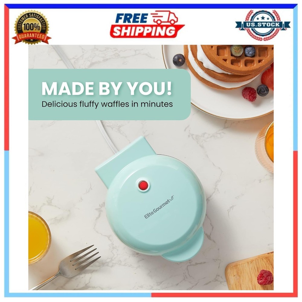 Mini Electric Waffle Maker 5” Nonstick – Compact Breakfast Cooker