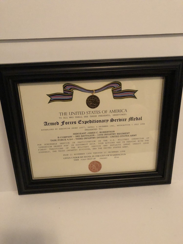 ARMED FORCES EXPEDITIONARY MEDAL / VETERAN COMMEMORATIVE CERTIFICATE (Type-3)