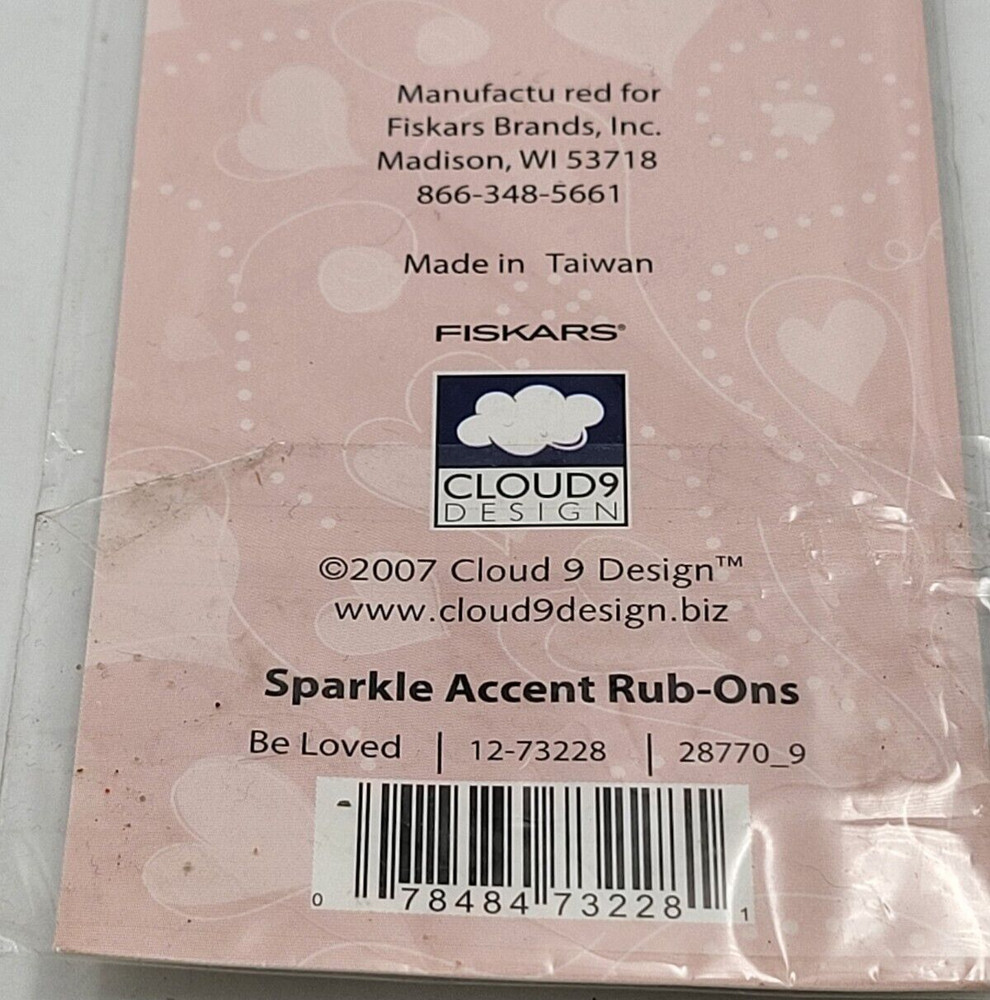Cloud9 Designs "Be Loved" Sparkle Accent Rub-Ons 28 Pieces - New