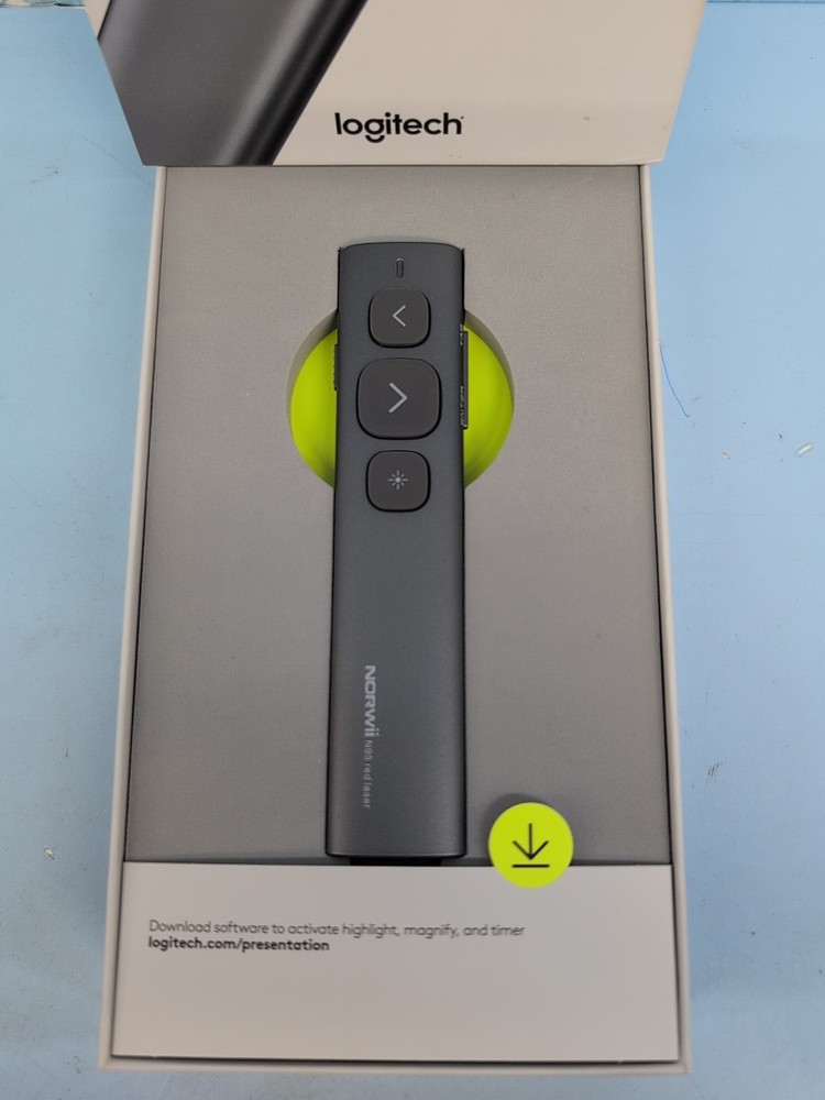 Logitech Spotlight Presentation Remote 100 Ft Range Slate 910-004654