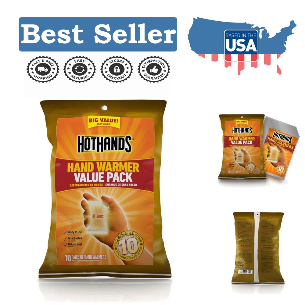 Compact 10 Count Hand Warmer Value Pack - Easy Activation for Anywhere Heat