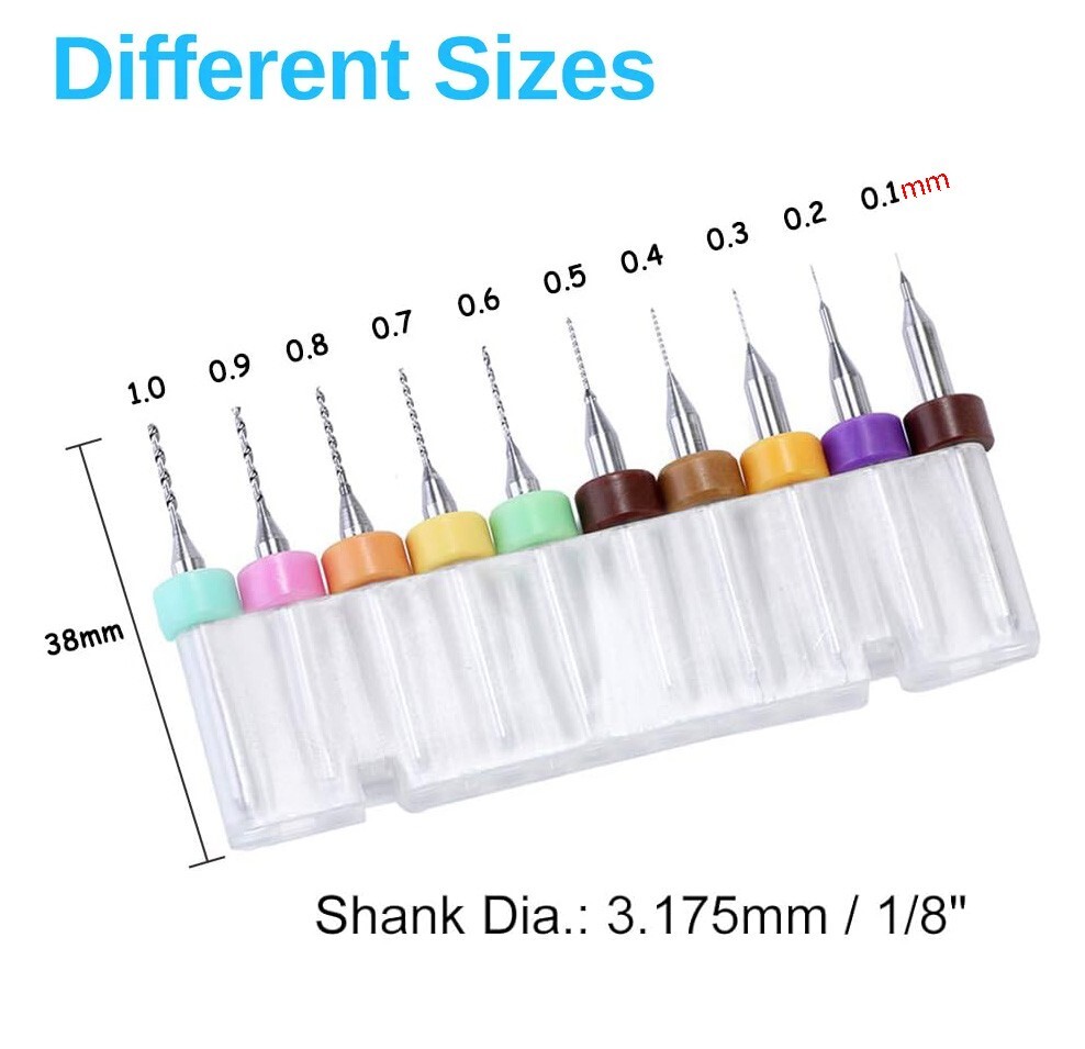 50PCS Carbide Micro Drill Bits Set 0.1-1.0mm PCB Driiling Bit for CNC Engraving