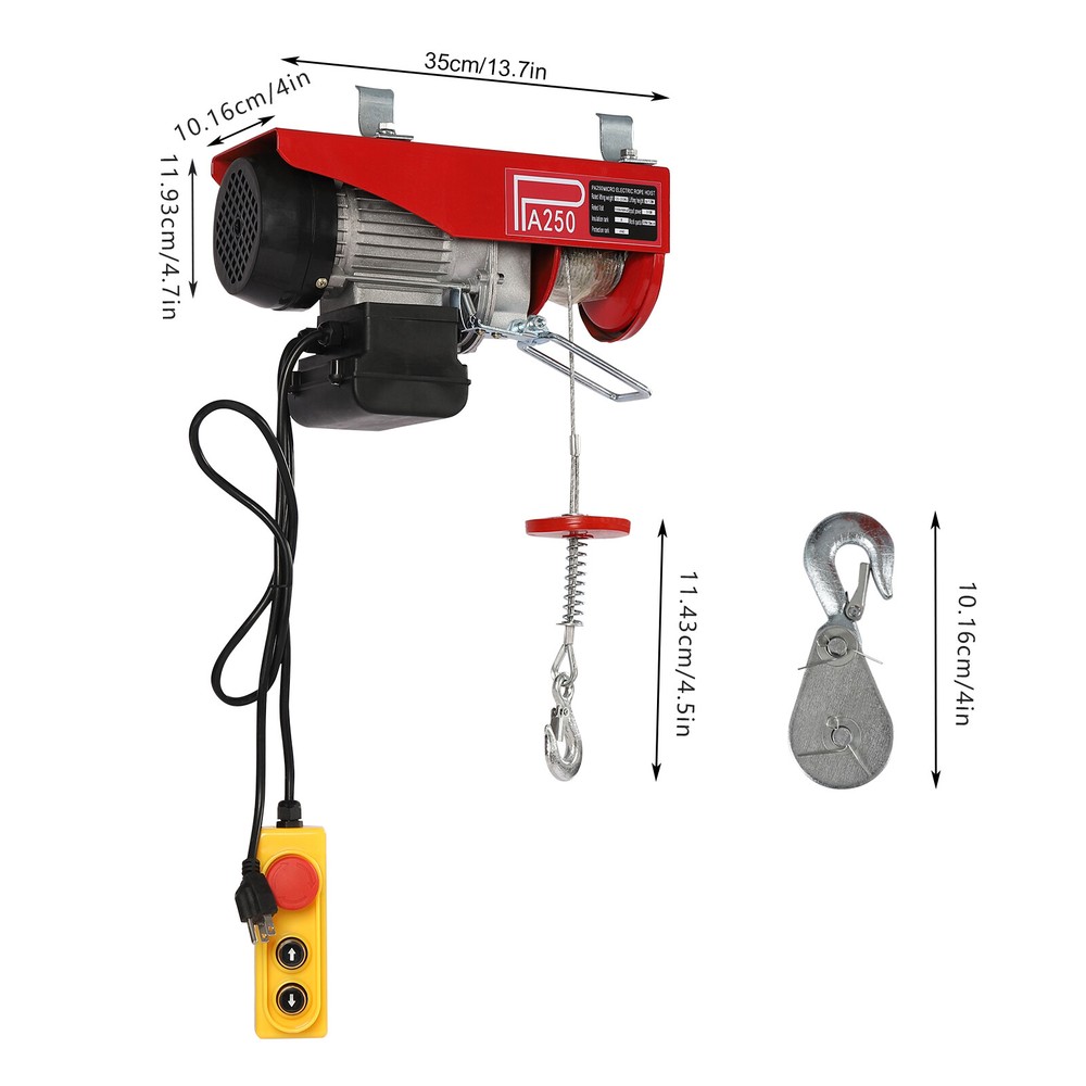 550LBS Electric Hoist Winch Engine Crane with Wireless 110V