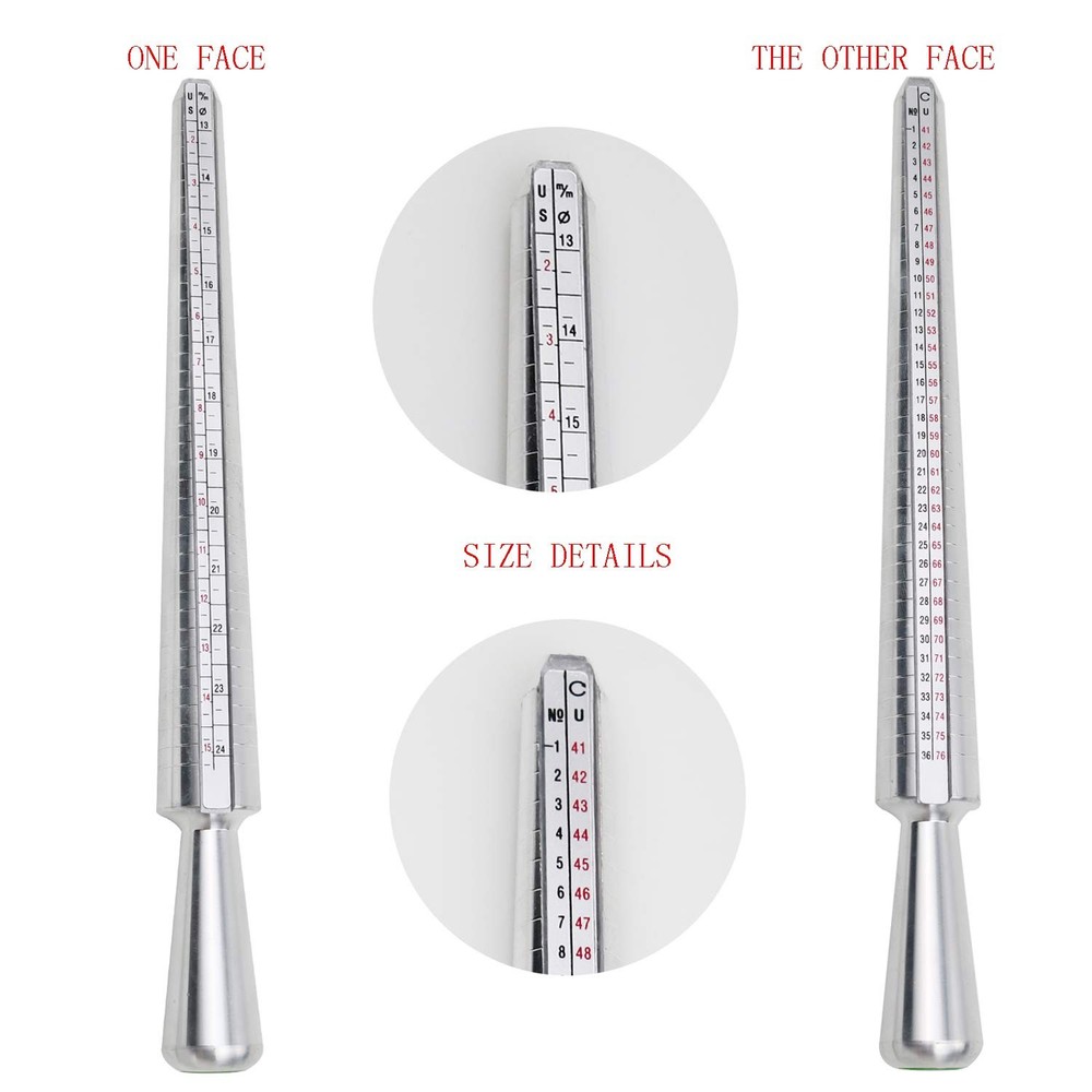 NIUPIKA Ring Sizer Measuring Tool Mandrel Measurer Silver