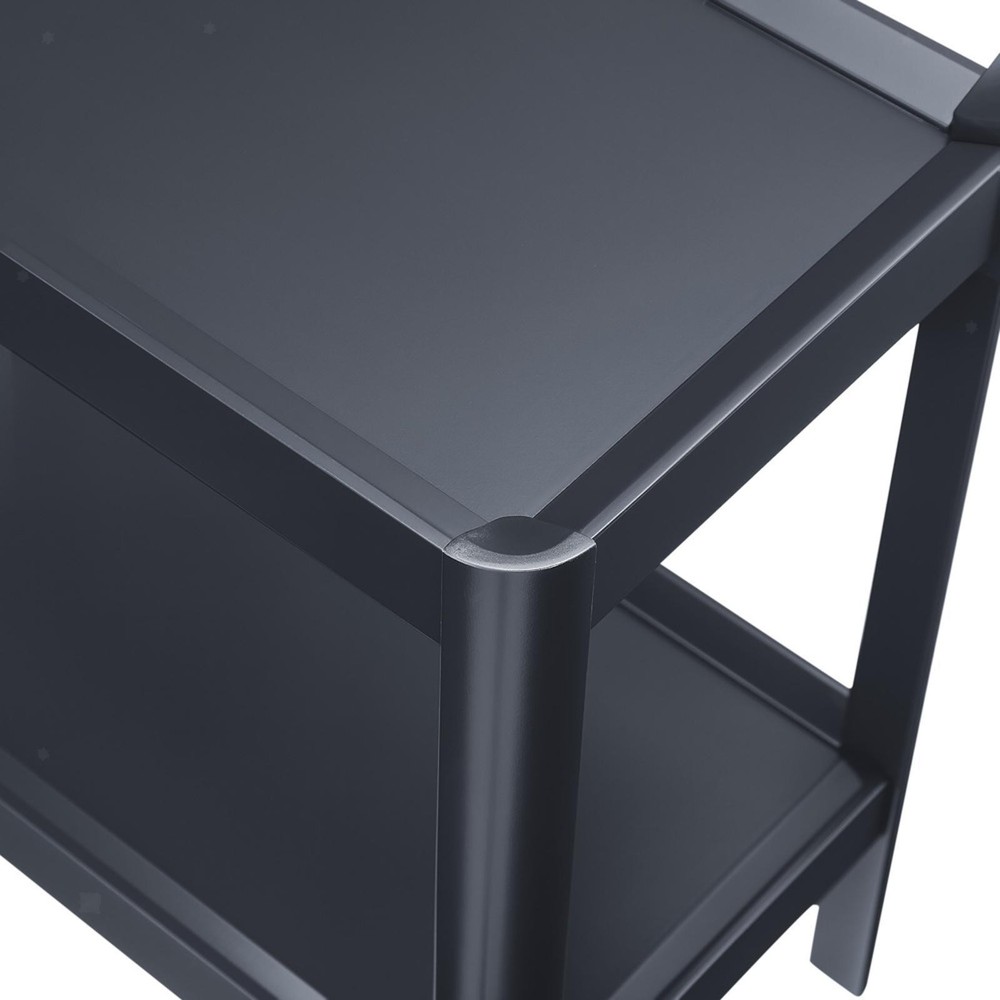 Modern Matte Black Nightstand - Solid Poplar & MDF Build, Functional Shelves,