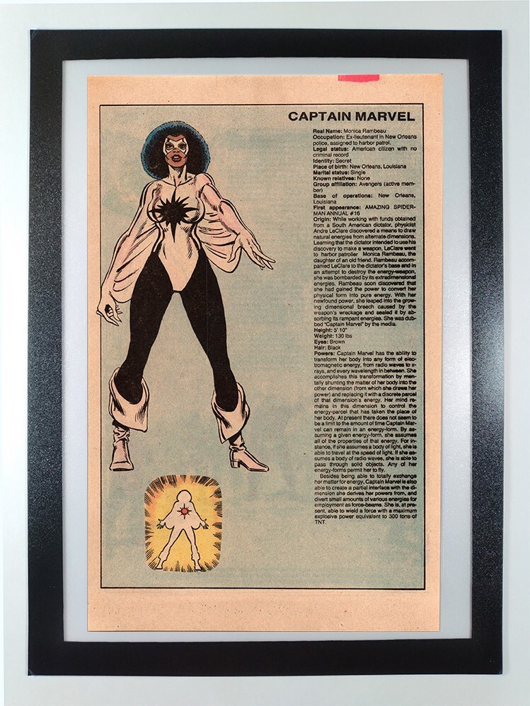 Captain Marvel Monica Rambeau - Handbook Marvel Universe - Framed Comic Page