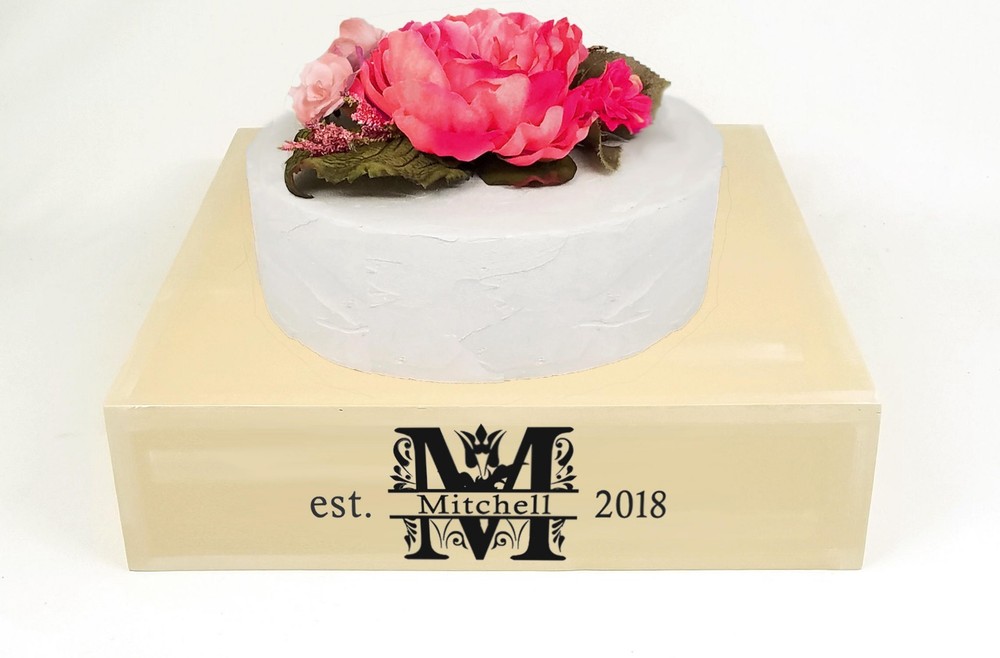 Personalized Wedding Cake Stand, Ivory Monogram Cake Stand, Personalized Cake...