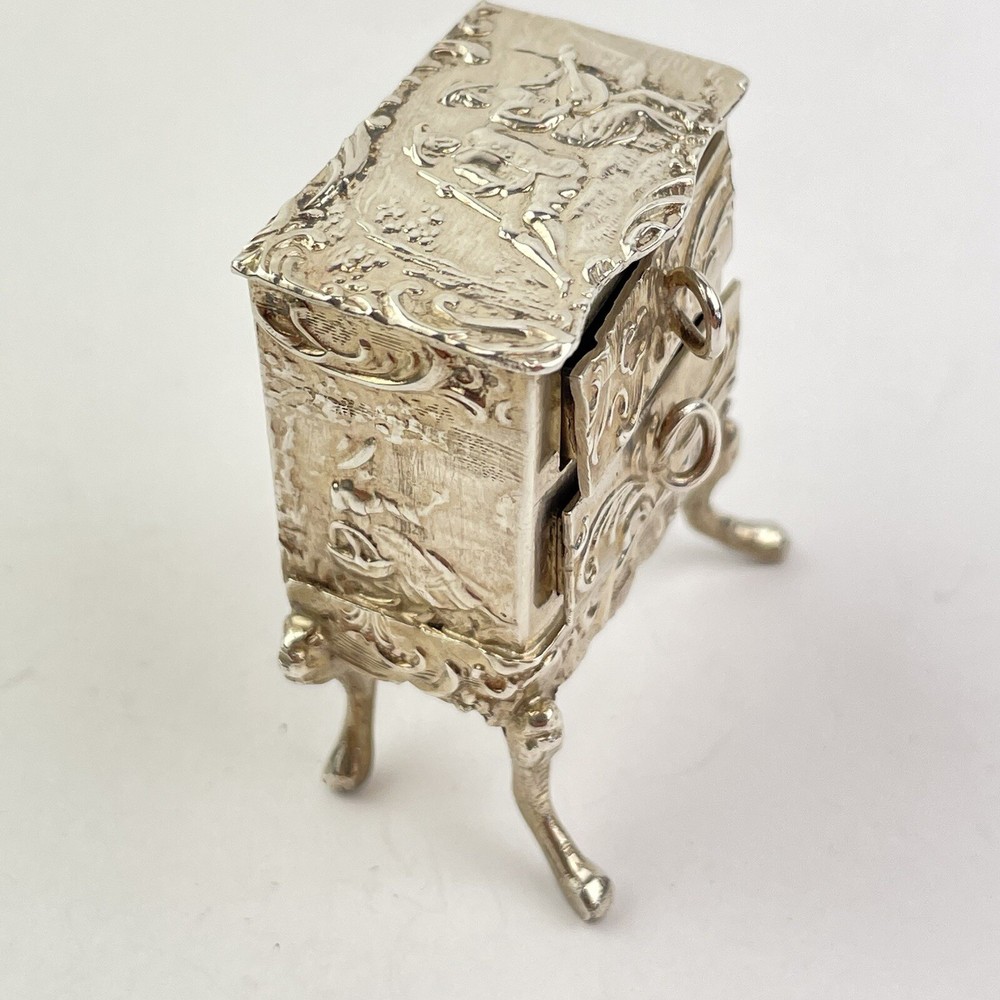 Antique Solid Silver Miniature Commode 4.2cm Karl Kurz C1900