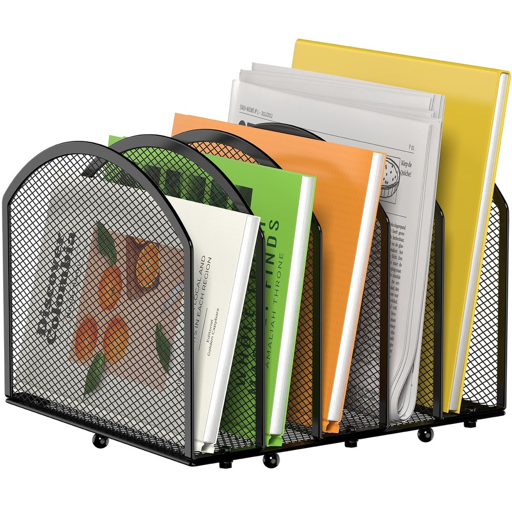 MINDEPOT 5-Section Desk File Organizer, Vertical 5 Section - 1Pack, Black