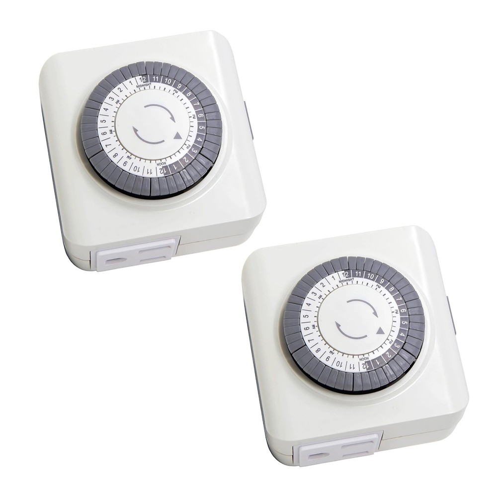 2 Pack 110-125V 3-Pin Timer Plug For Equipment Control 24-Hour Switch Device