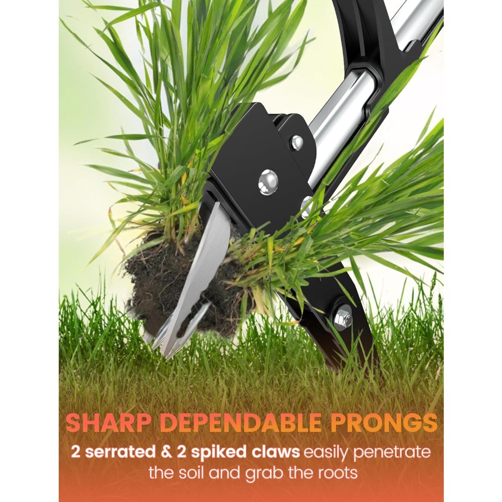 2-Pack Stand Up Weed Puller Tool Set with Adjustable Handle, Quick Eject