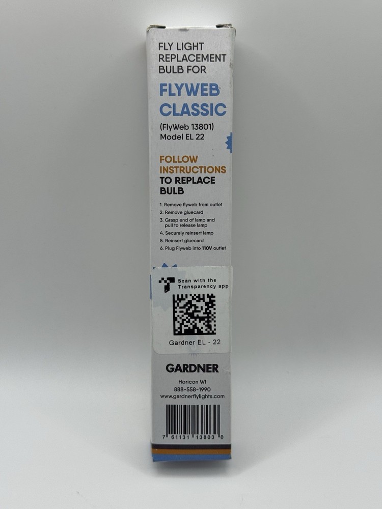 EL-22 Flyweb Classic Fly Light Replacement Bulb, Fly Light for Indoors, Fly Web