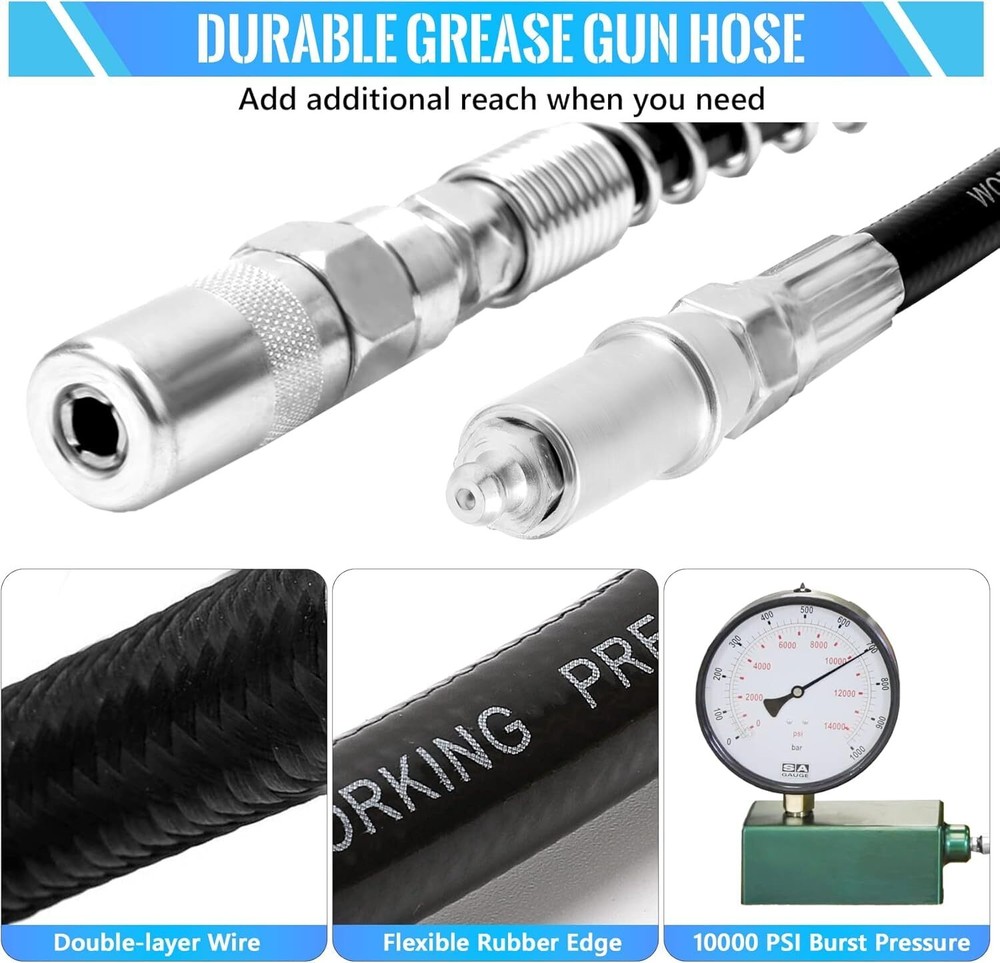 9 PCS Grease Gun Couplers, Quick Connect Greasing Accessory Kit with Grease Gun