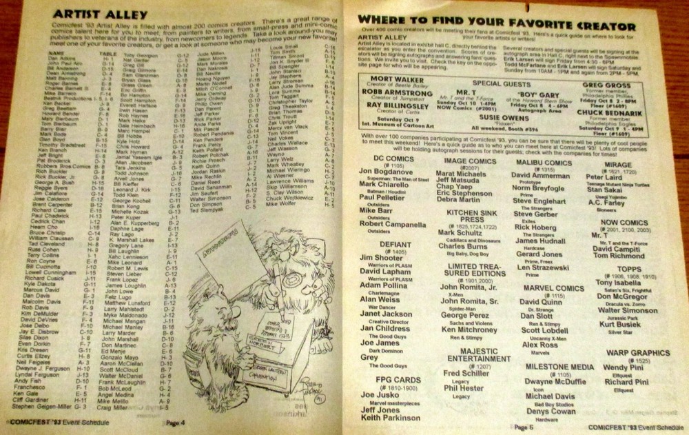 1993 Comicfest Philadelphia Pa Program Lot 6W