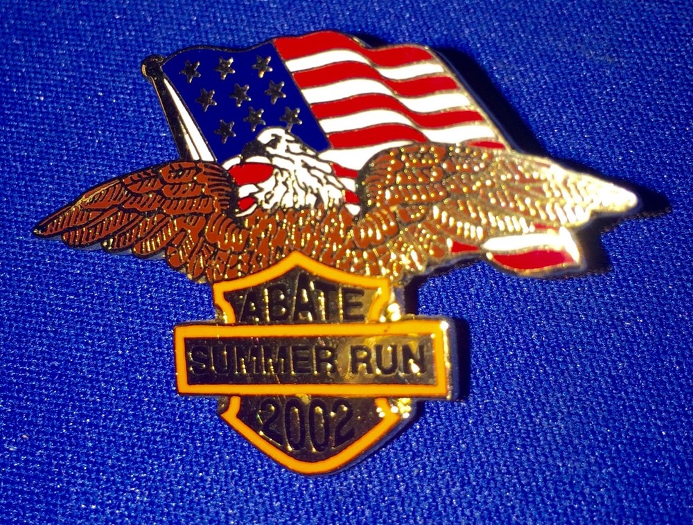 ABATE SUMMER RUN 2002 Eagle & Flag Lapel Hat Screw back Pin [D]