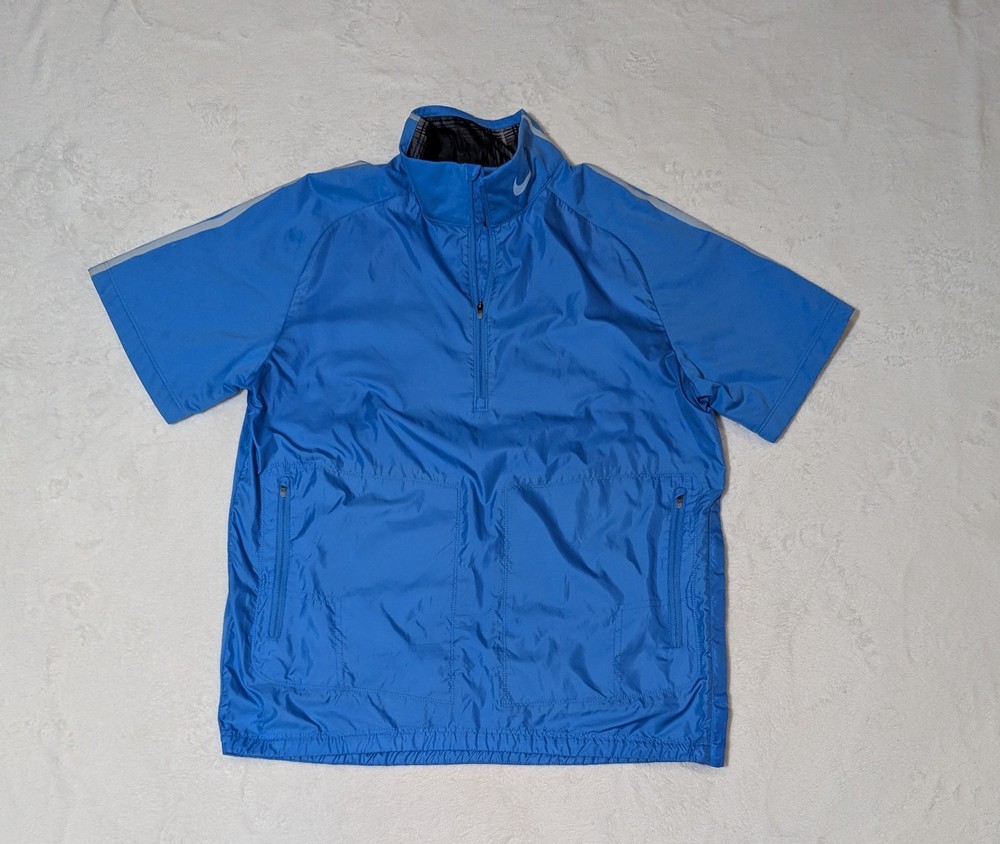 Nike Golf Windbreaker Men’s Medium 1/2 Zip Pullover Short Sleeve Blue
