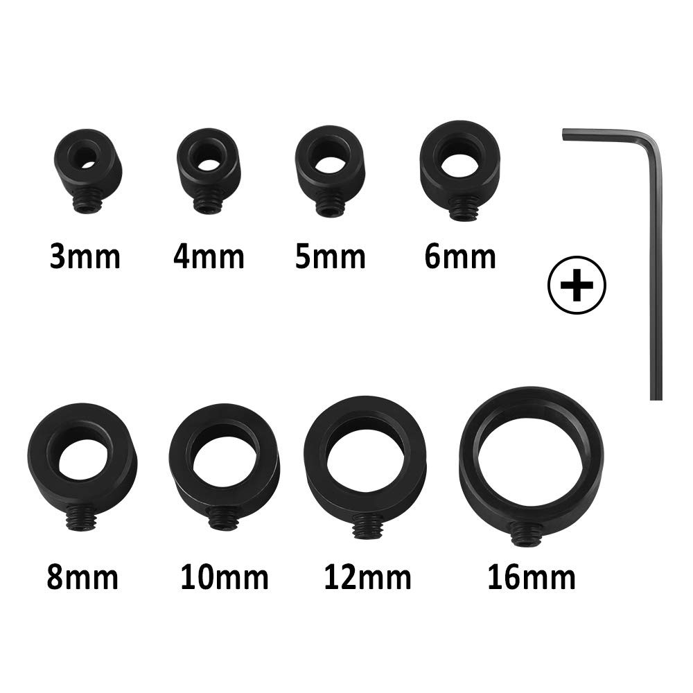 Depth Stop Drill Bit, 18 Piece Collar Set Positioner Ring and Hex...
