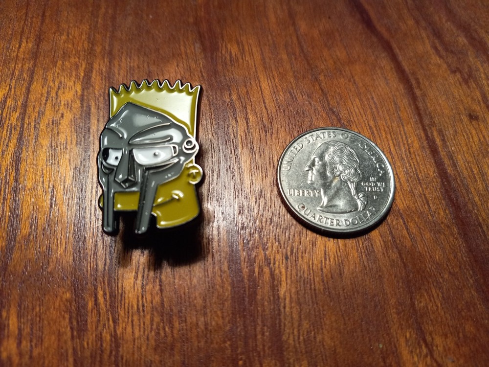Bart Simpson MF Doom rapper mash up enamel lapel hat pin
