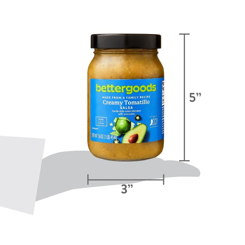 (2 pack) bettergoods Creamy Tomatillo Salsa, Mild, Shelf Stable, 16 oz