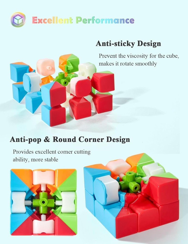 Speed Cube Set, Magic Cube Set of 2x2x2 3x3x3 Pyramid Cube Smooth Puzzle Cube...
