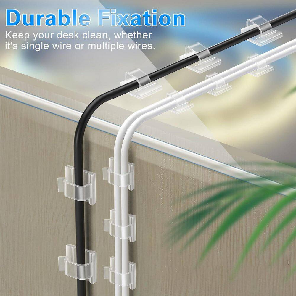 Adhesive Cable Wire Clips Clear 60 PCS Cable Management Wire Organizer Cord Hold