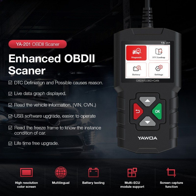 YA201 OBD2 Car Diagnostic Code Reader Fault Scanner Tool Tester Same as CR3001