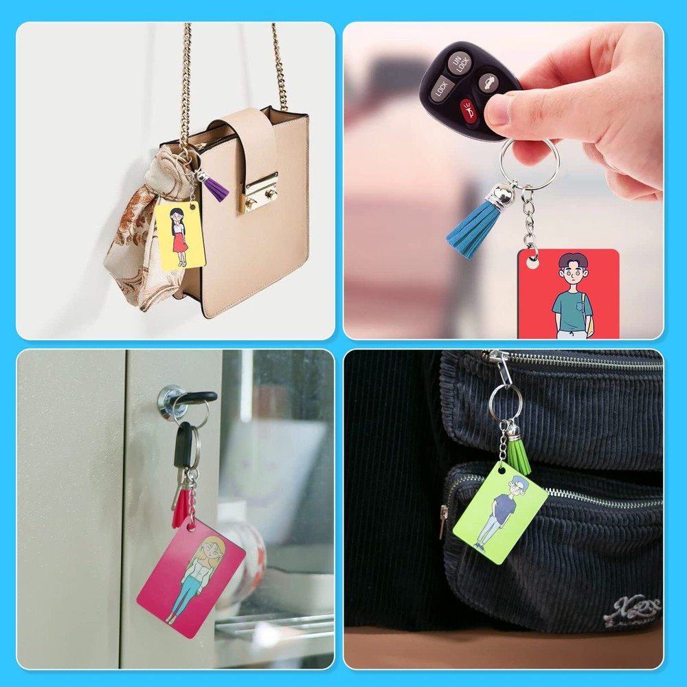 Sublimation Keychain Blanks Bulk - 120Pcs Sublimation Blanks Keychain with Bl...