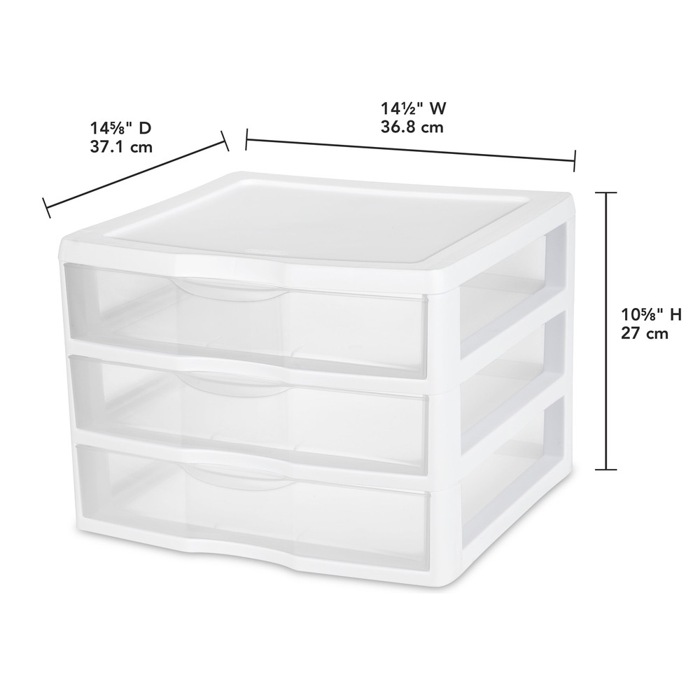 Wide 3 Drawer Unit Plastic, White