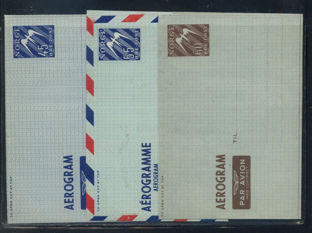 Norway   3  different  air letter sheets   unused