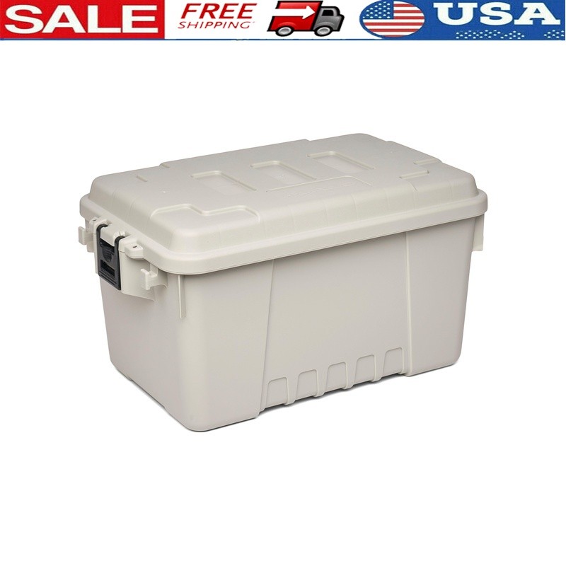 Lockable Storage Trunk 14 Gallon Outdoor Equipment Box Durable Plastic Organizer